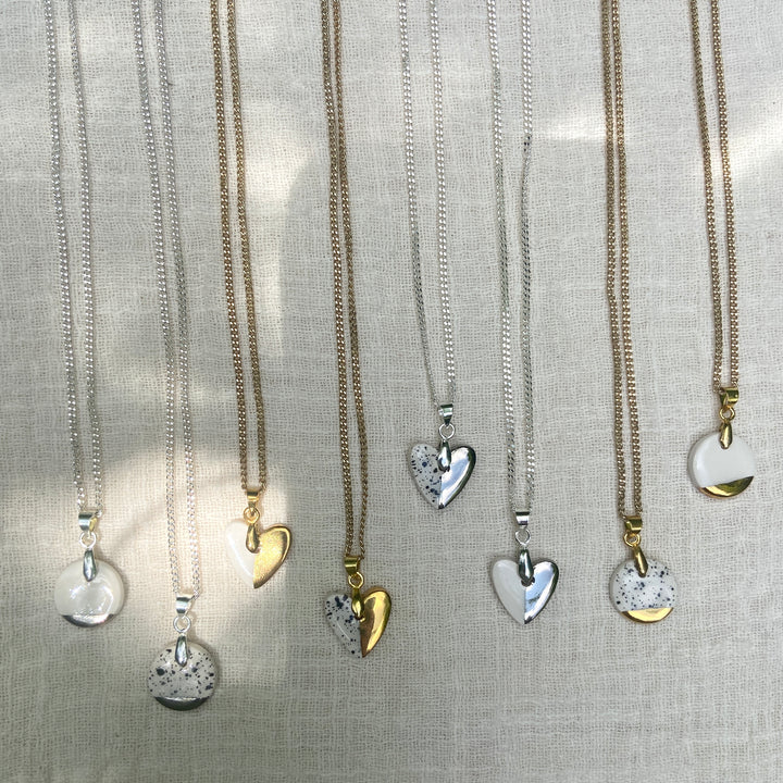 Heart Shaped Ceramic Pendant Necklace