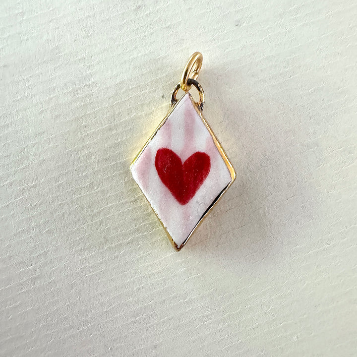 Red Heart and pink stripes Pendant