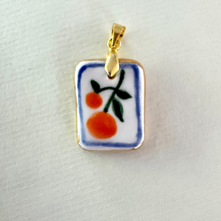 Oranges with blue border Pendant
