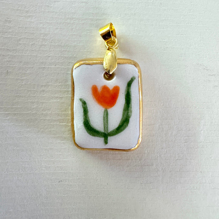 Simple Orange Flower Pendant