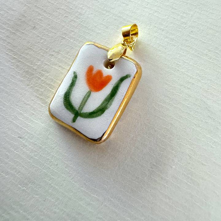 Simple Orange Flower Pendant