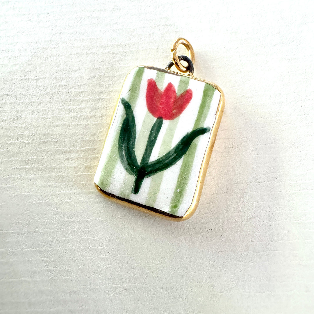 Tulip with green stripes Pendant