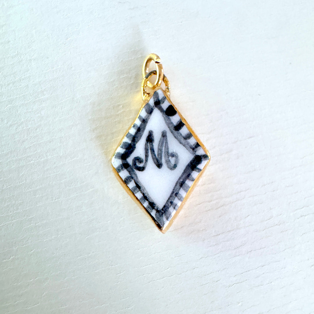 Personalised Initial Diamond Pendant with Border