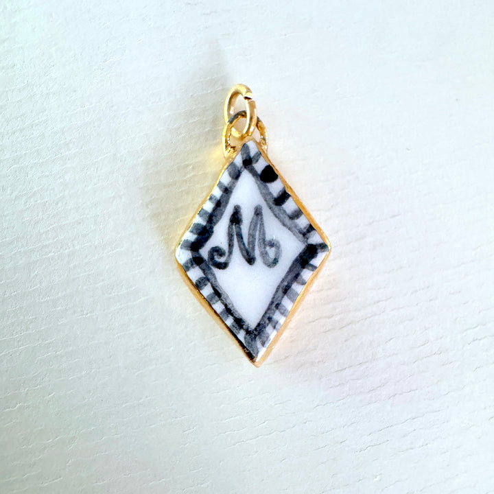 Personalised Initial Diamond Pendant with Border