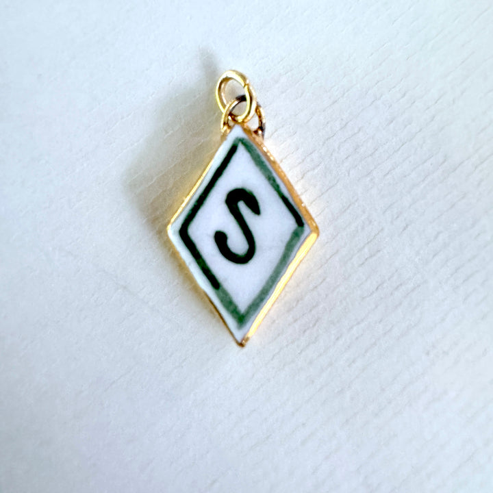 Personalised Initial Diamond Pendant - Green