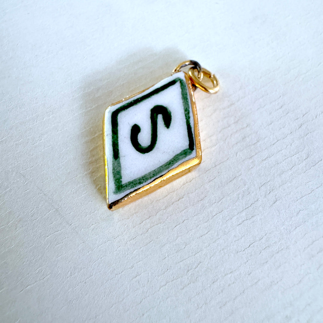 Personalised Initial Diamond Pendant - Green