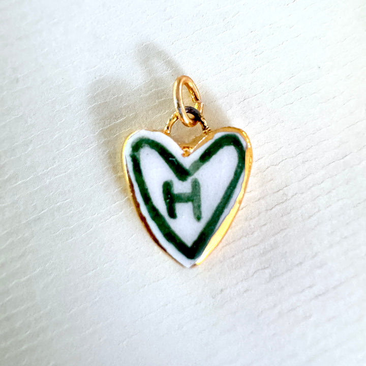 Personalised Initial Heart Pendant - Green