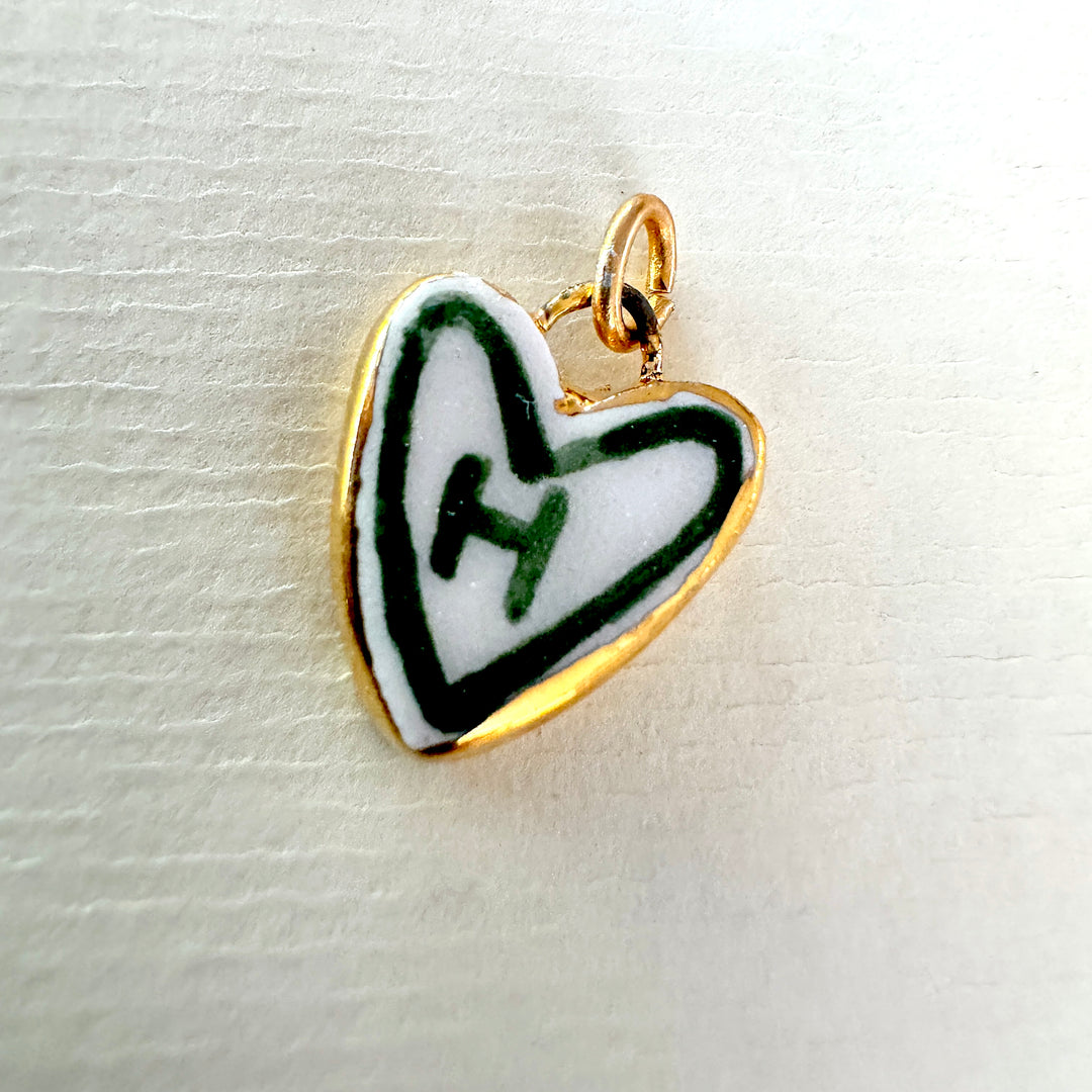Personalised Initial Heart Pendant - Green