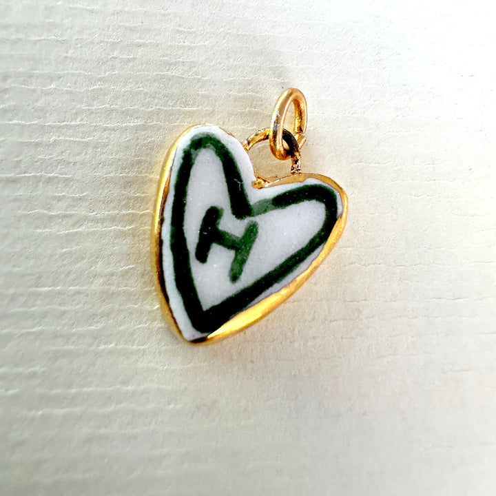 Personalised Initial Heart Pendant - Green