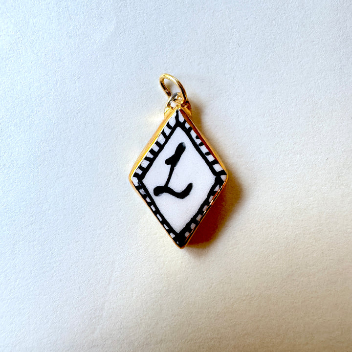 Personalised Initial Diamond Pendant with Border