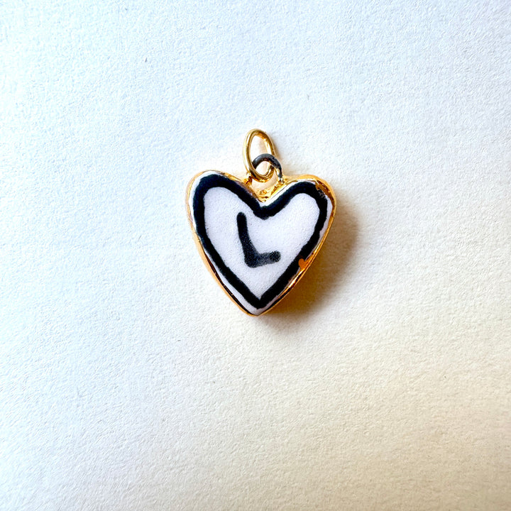 Personalised Initial Heart Pendant - Black
