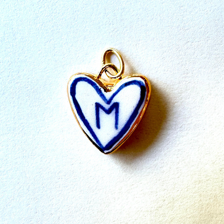 Personalised Initial Heart Pendant - Dark Blue