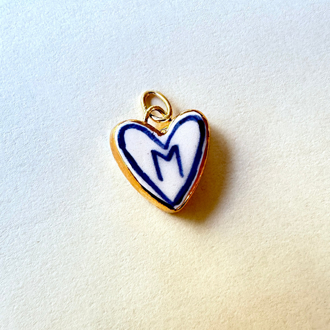 Personalised Initial Heart Pendant - Dark Blue