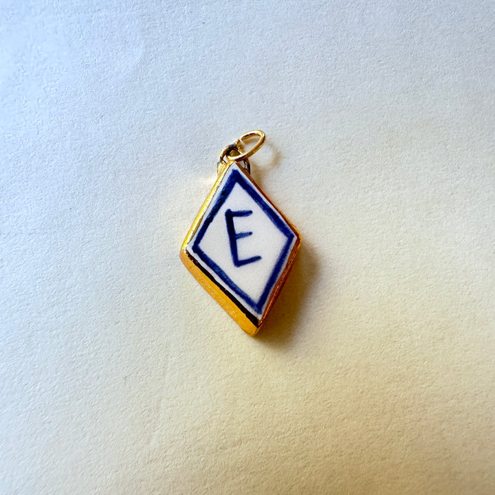 Personalised Initial Diamond Pendant - Dark Blue