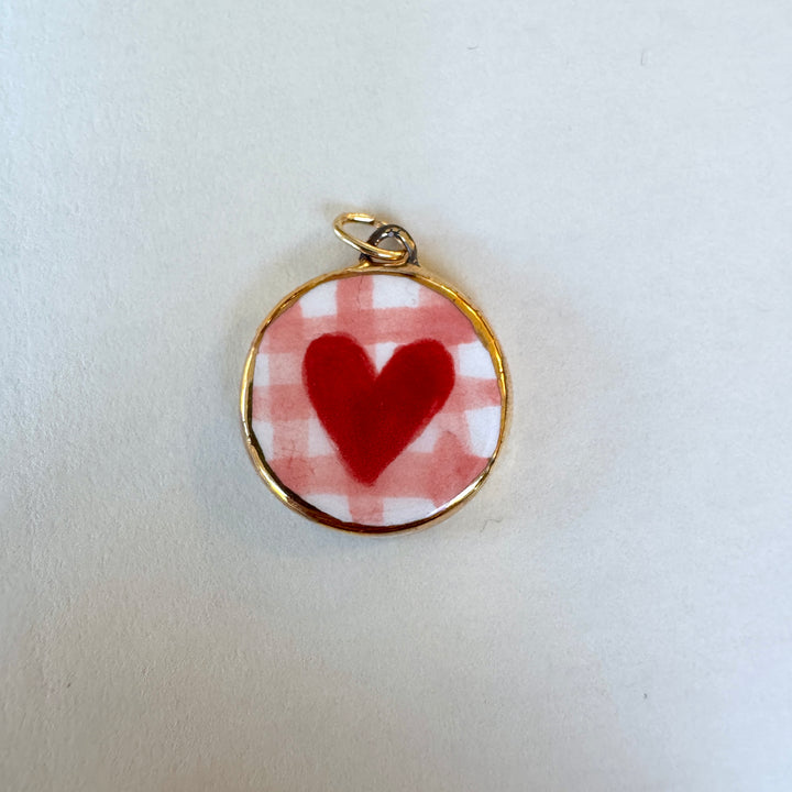 Heart with Pink Pattern Pendant