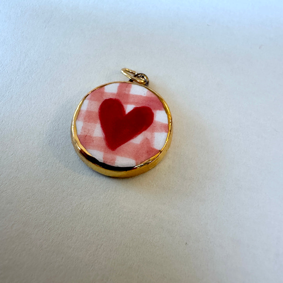 Heart with Pink Pattern Pendant