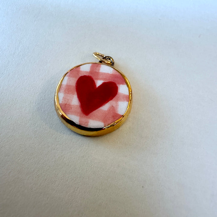 Heart with Pink Pattern Pendant