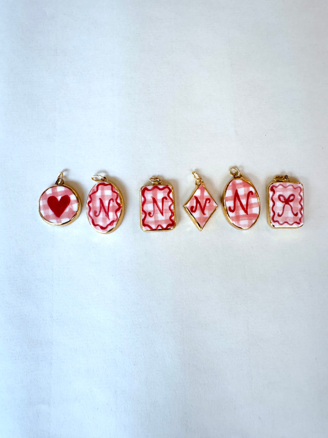 Personalised Initial Pendant with Pink Check - Diamond