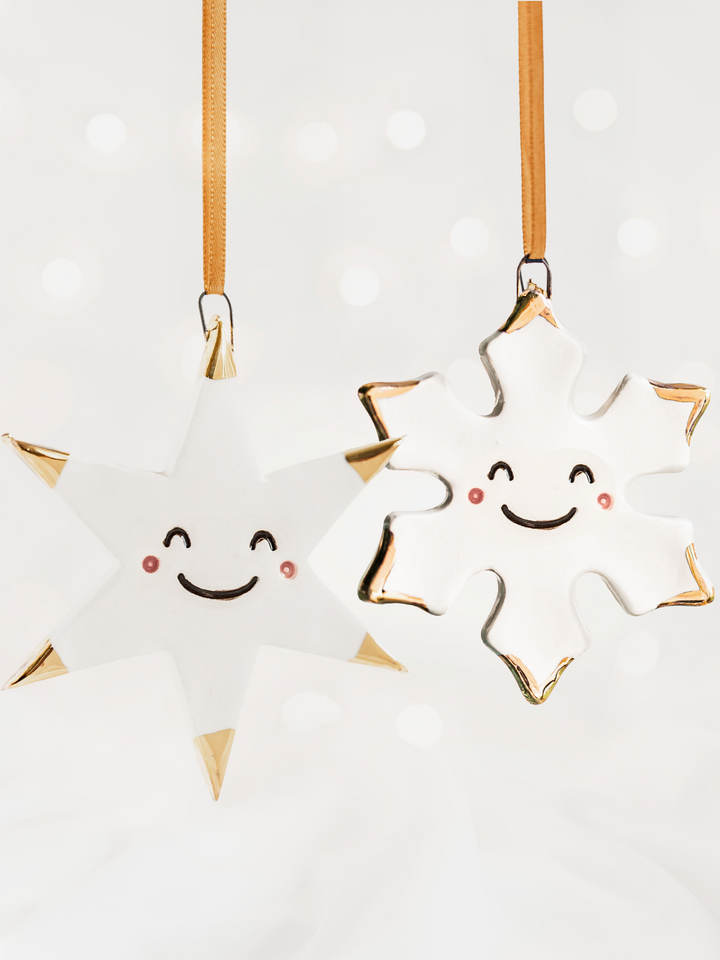 Set of 2 Smiley Christmas Ornaments