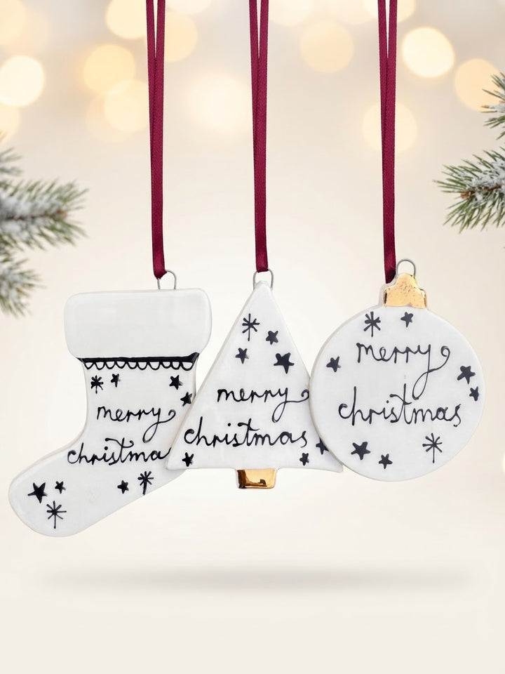 Set of 3 Merry Christmas Ornaments