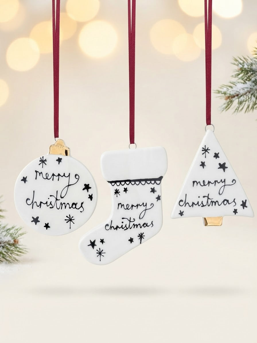 Set of 3 Merry Christmas Ornaments