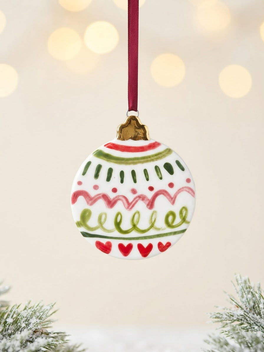 Set of 2  Ornaments with colourful pattern
