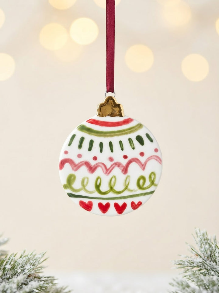 Set of 2  Ornaments with colourful pattern