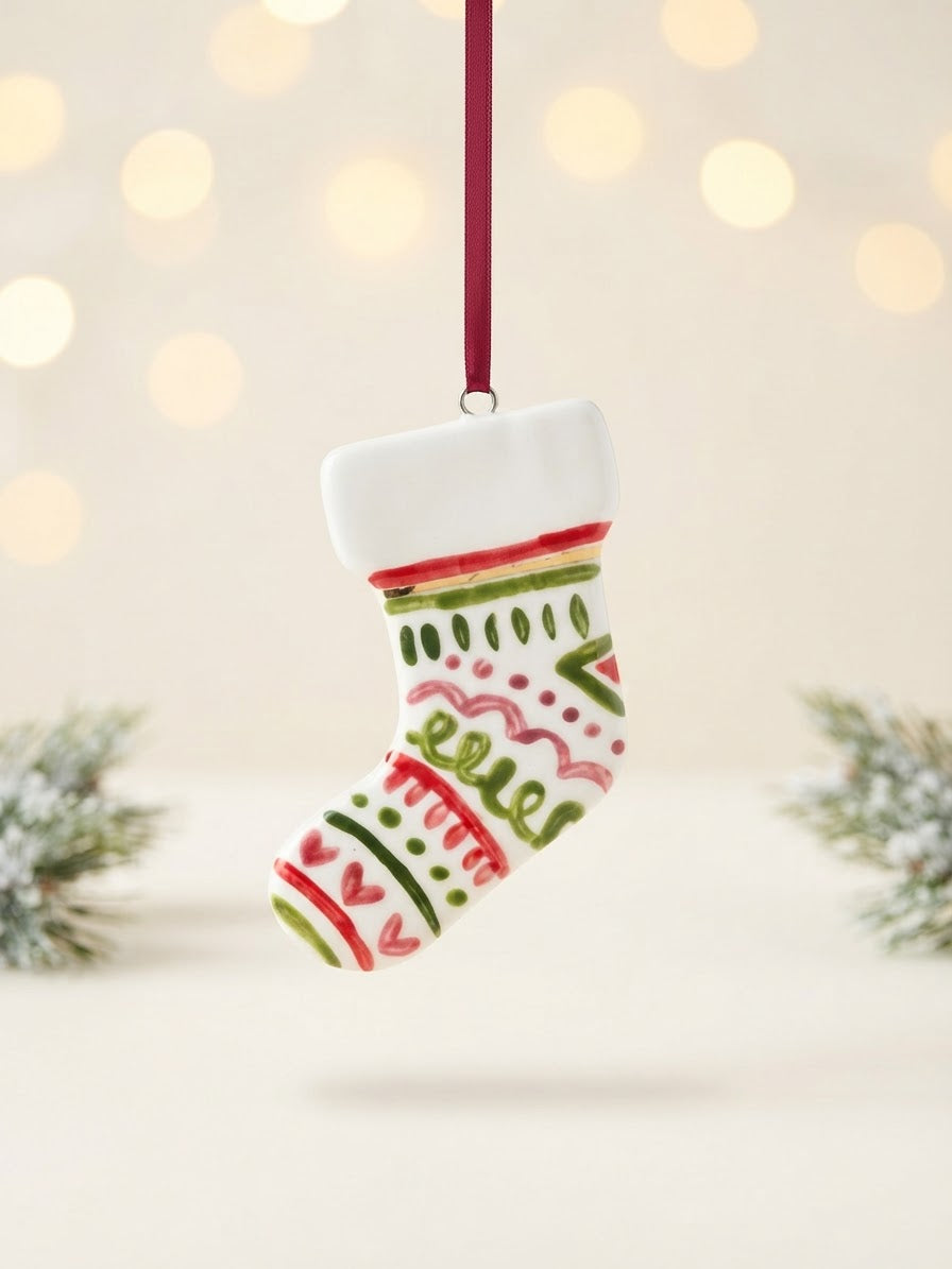 Set of 2  Ornaments with colourful pattern