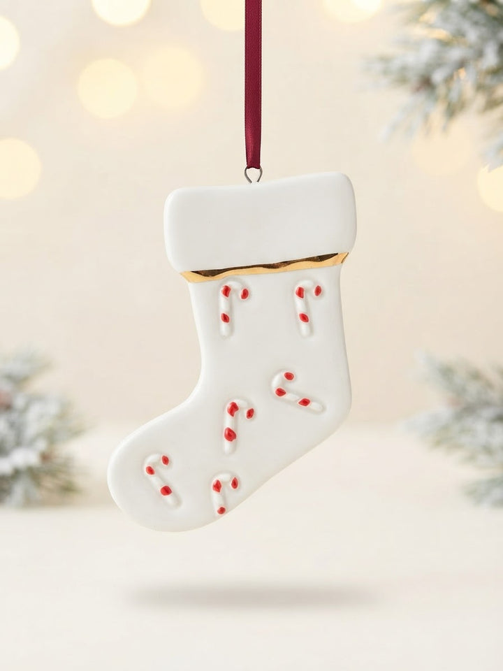 Set of 2 Ornaments with Candy Cane  pattern