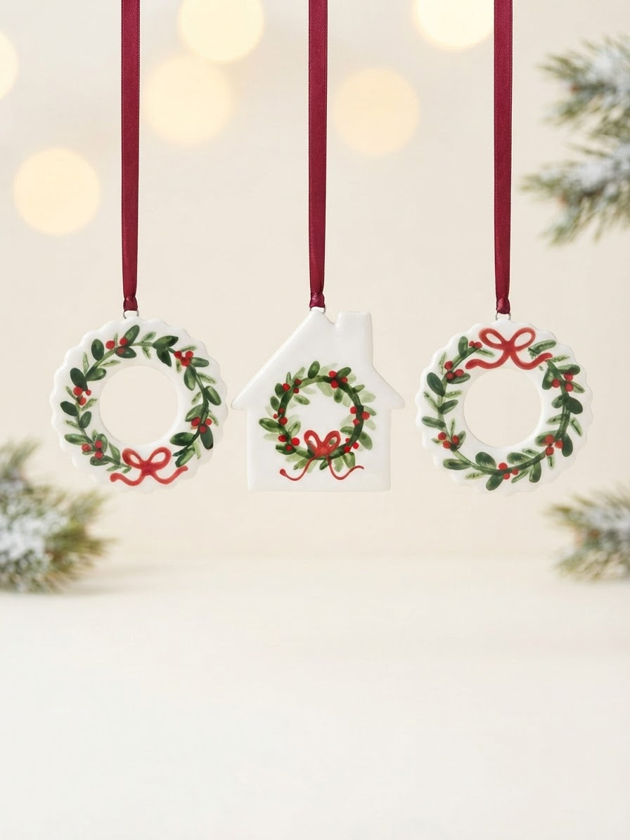 Set of 3 Christmas wreath Ornaments