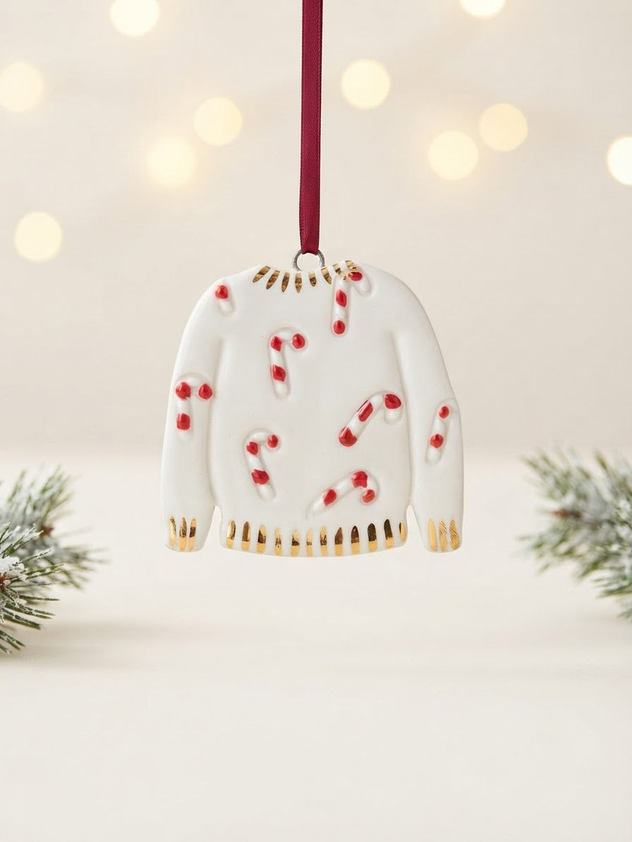 Christmas Jumper ornament with Candy Cane pattern
