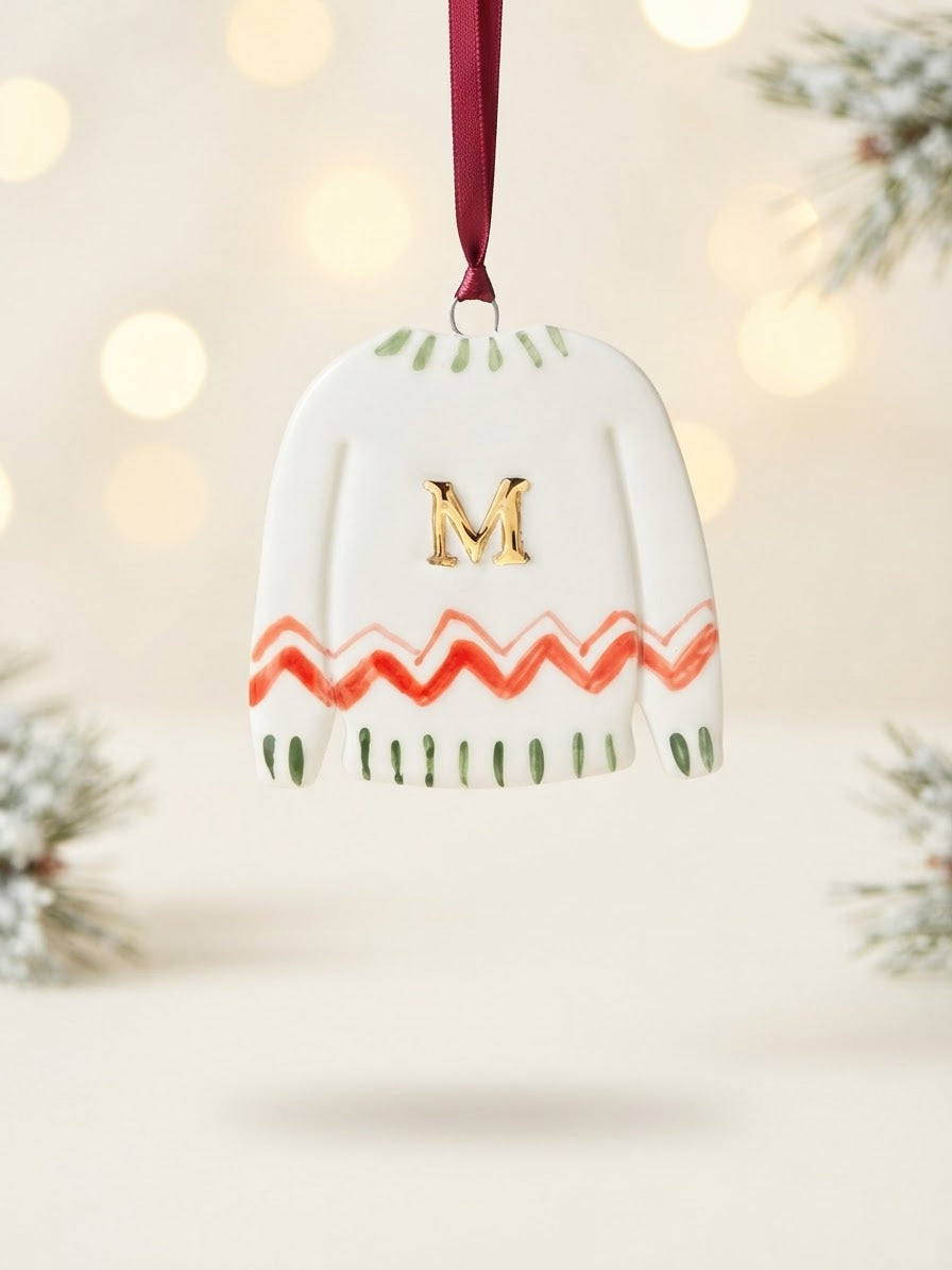 Personalised Initial Christmas Jumper Ornament with Pattern