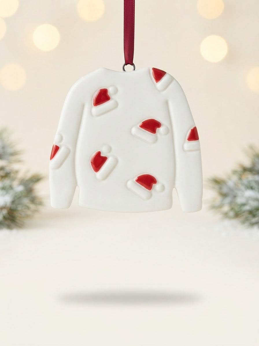 Christmas Jumper ornament with Santa Hat pattern