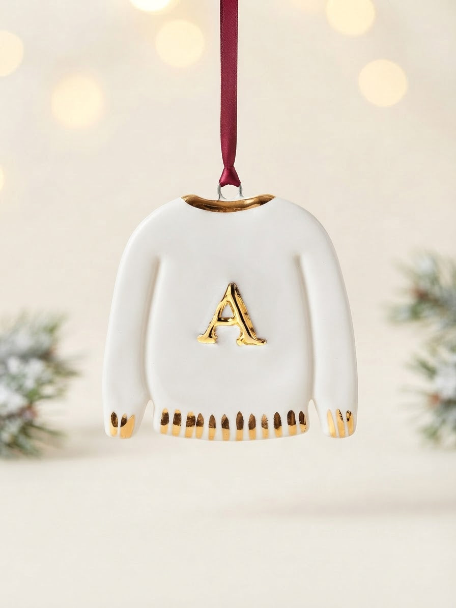 Simple personalised Initial Christmas Jumper Ornament