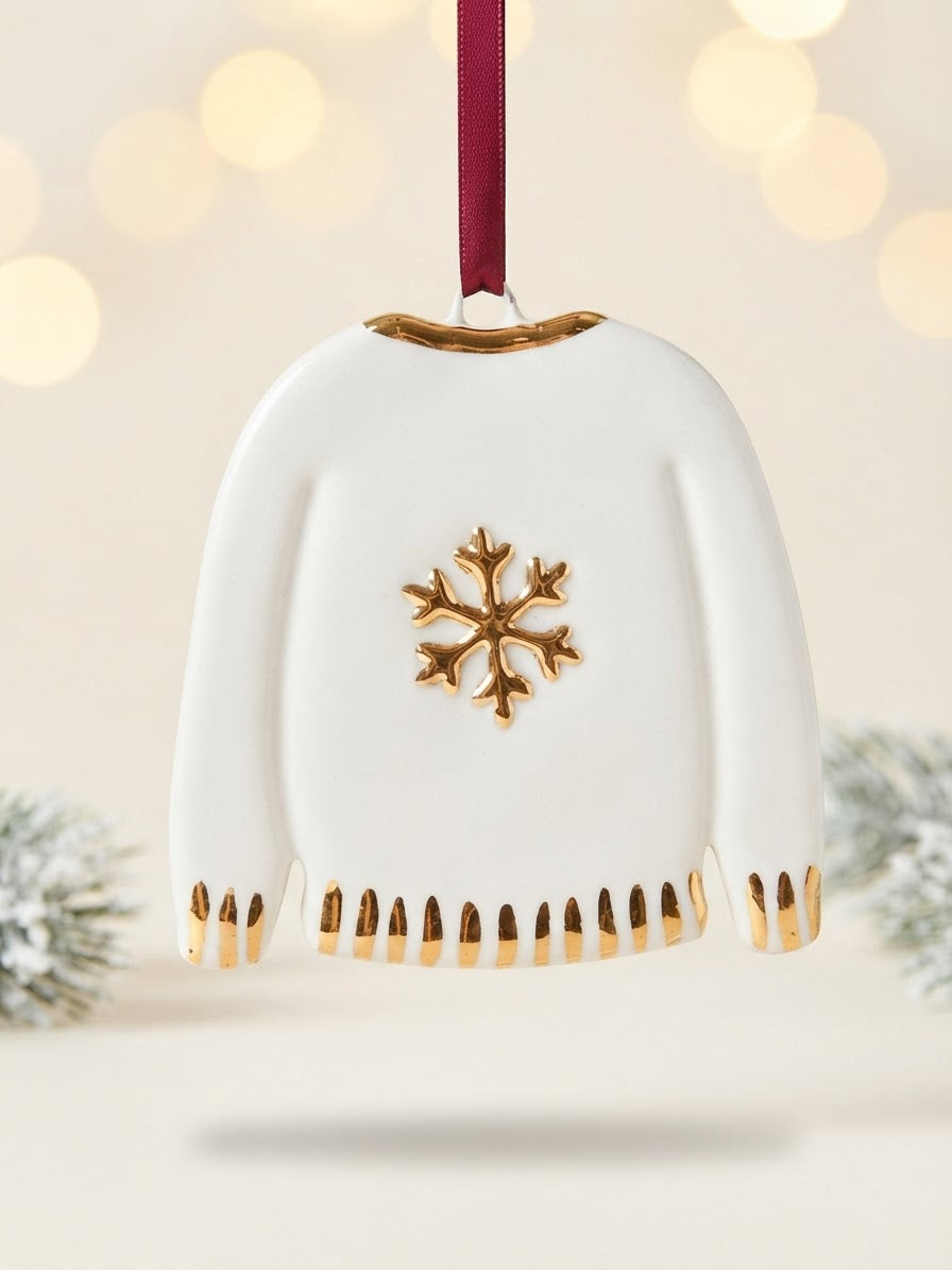 Christmas Jumper ornament with Gold Snowflake