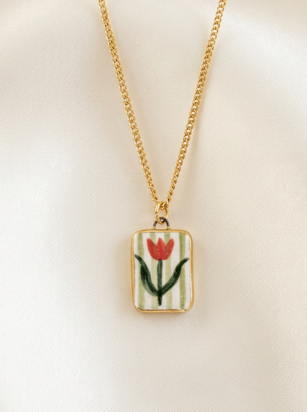 Tulip with green stripes Pendant