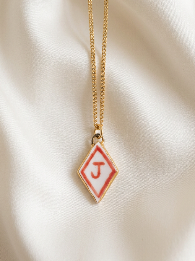 Personalised Initial Diamond Pendant - Pink