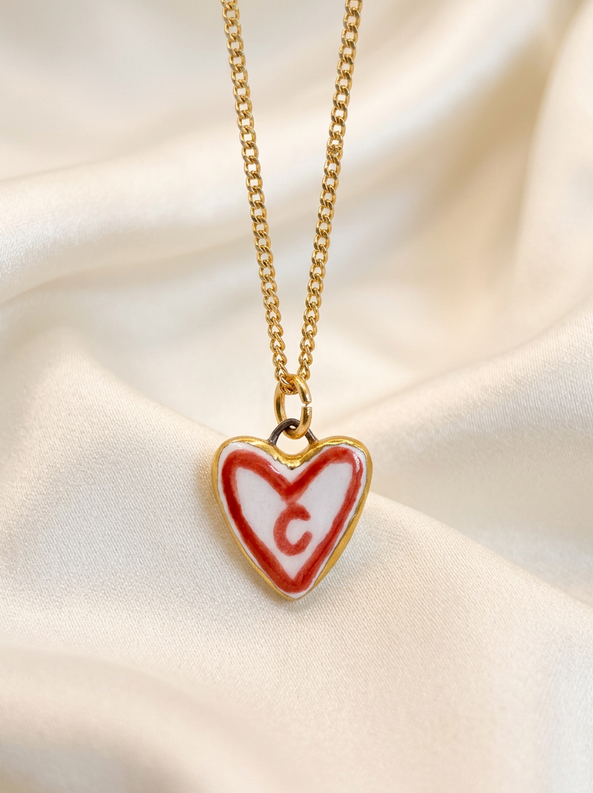 Personalised Initial Heart Pendant - Pink