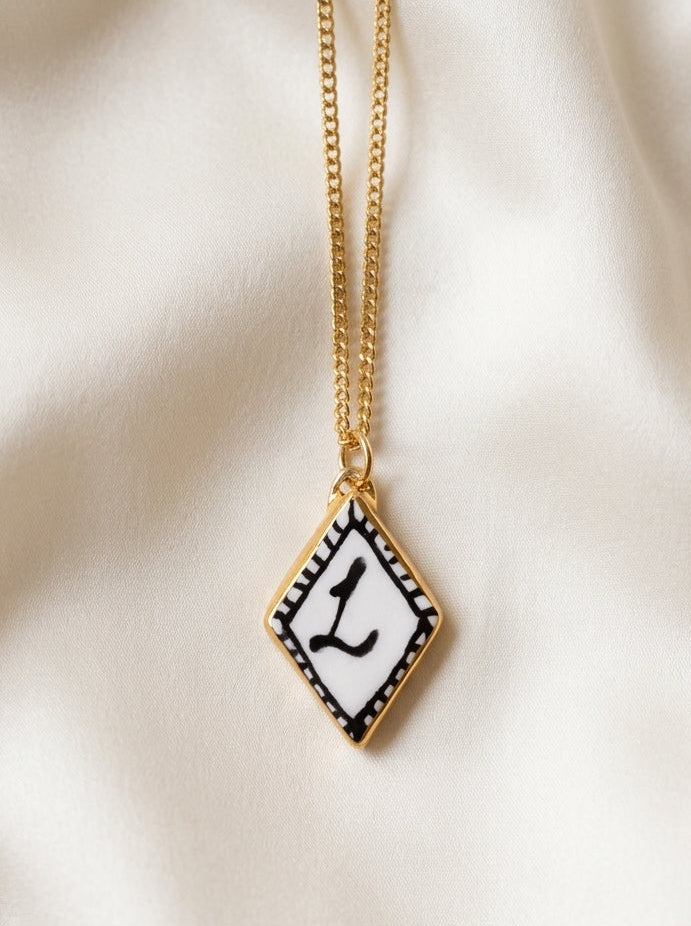 Personalised Initial Diamond Pendant with Border