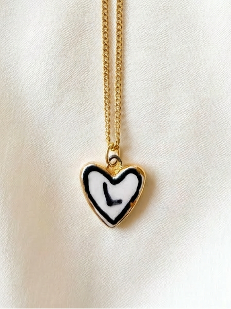 Personalised Initial Heart Pendant - Black