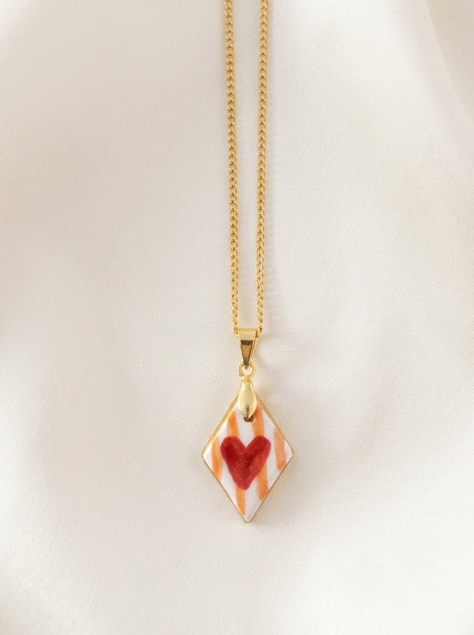 Red Heart and Orange Stripes Pendant