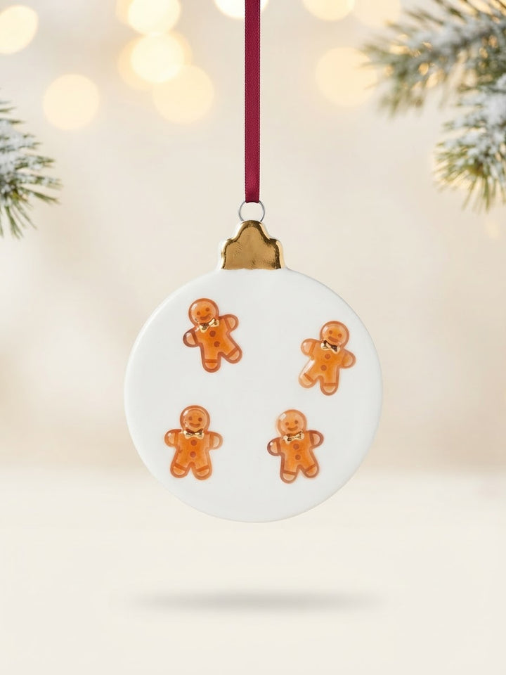Set of 2 Ornaments with gingerbread pattern