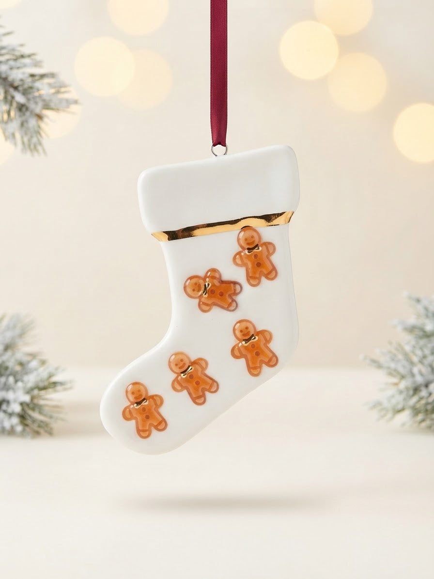Set of 2 Ornaments with gingerbread pattern