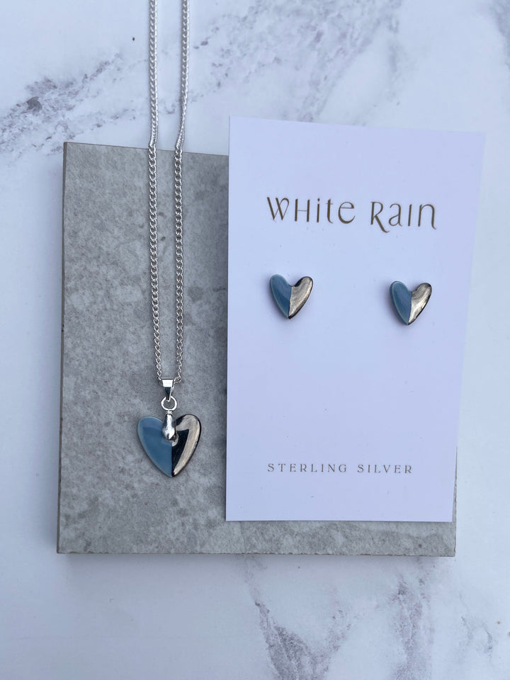 Heart shape Ceramic necklace and earrings gift set