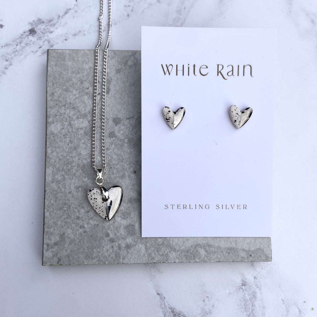Heart shape Ceramic necklace and earrings gift set