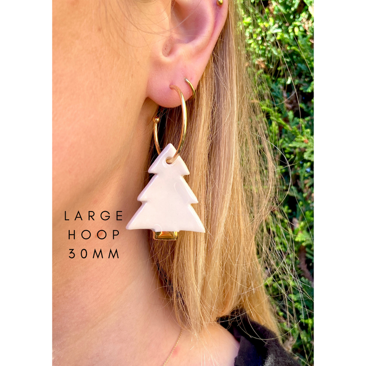 *LIMITED availability* New White Ceramic Christmas Tree LARGE Hoop (choice of gold/platinum)