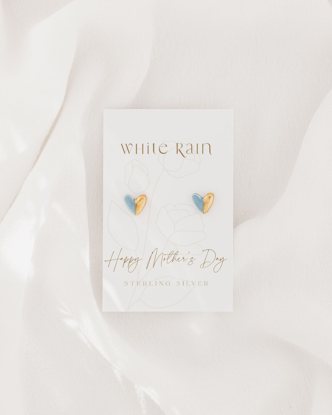 Ceramic stud earrings with gold lustre on a Happy Mother's Day Earring card