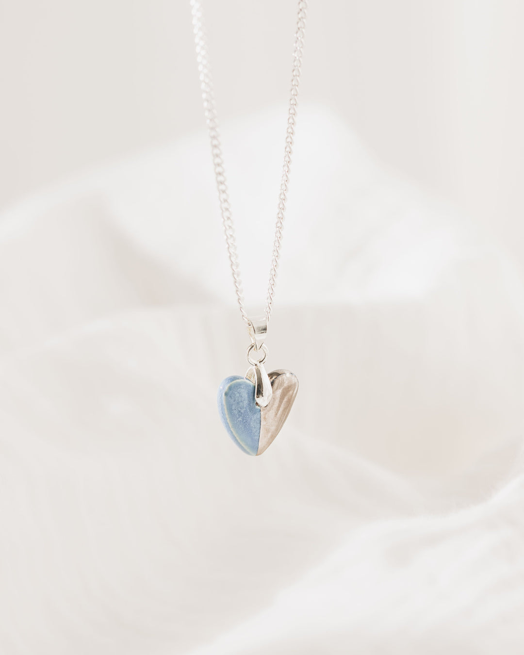 Heart shaped Ceramic pendant necklace and huggies gift set