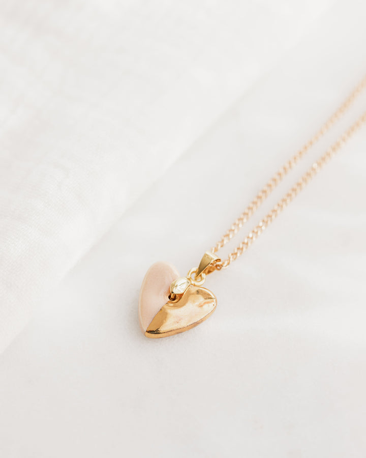 Heart shaped Ceramic pendant necklace