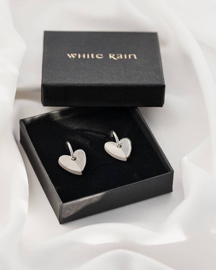 Heart shaped Ceramic pendant necklace and huggies gift set